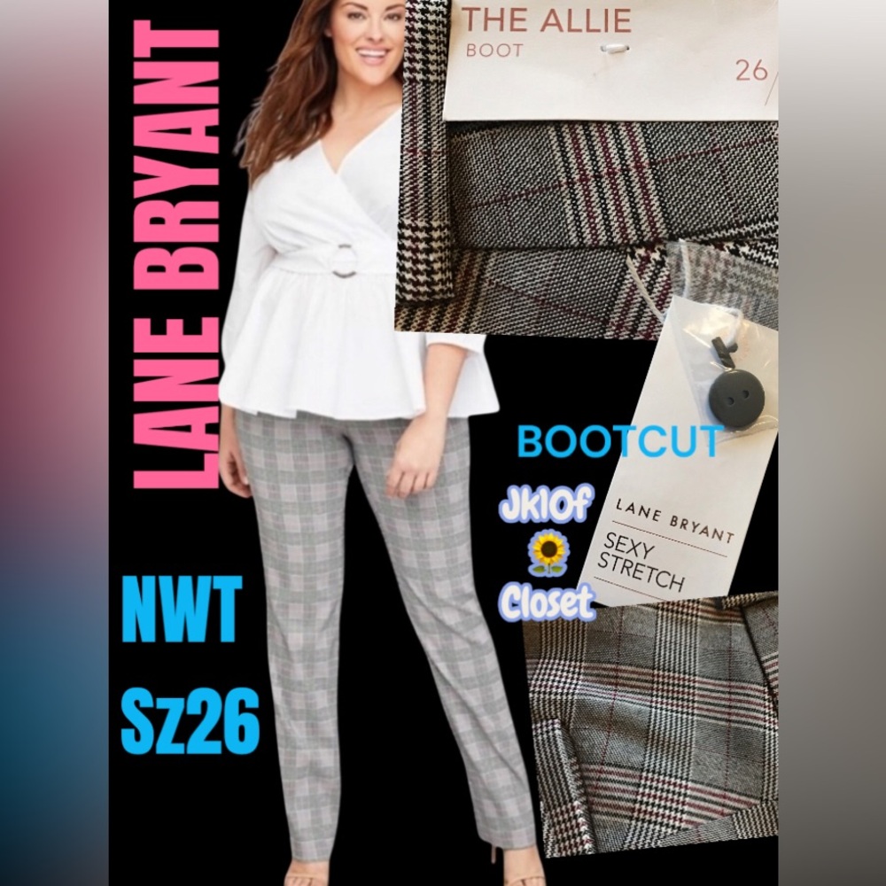 🌻NWT LANE BRYANT Sz26 CLASSIC PLAID THE ALLIE STRETCH BOOTCUT PANTS